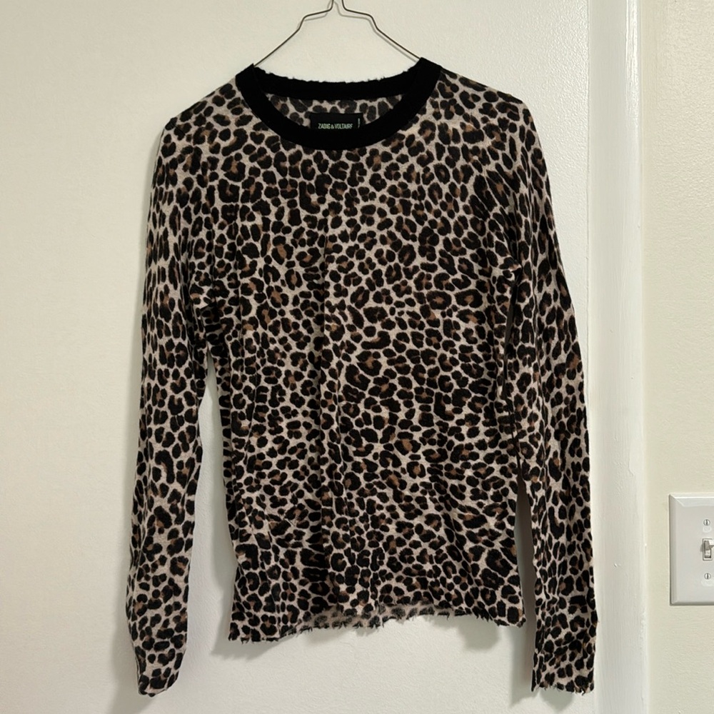 Zadig & Voltaire leopard print cashmere top